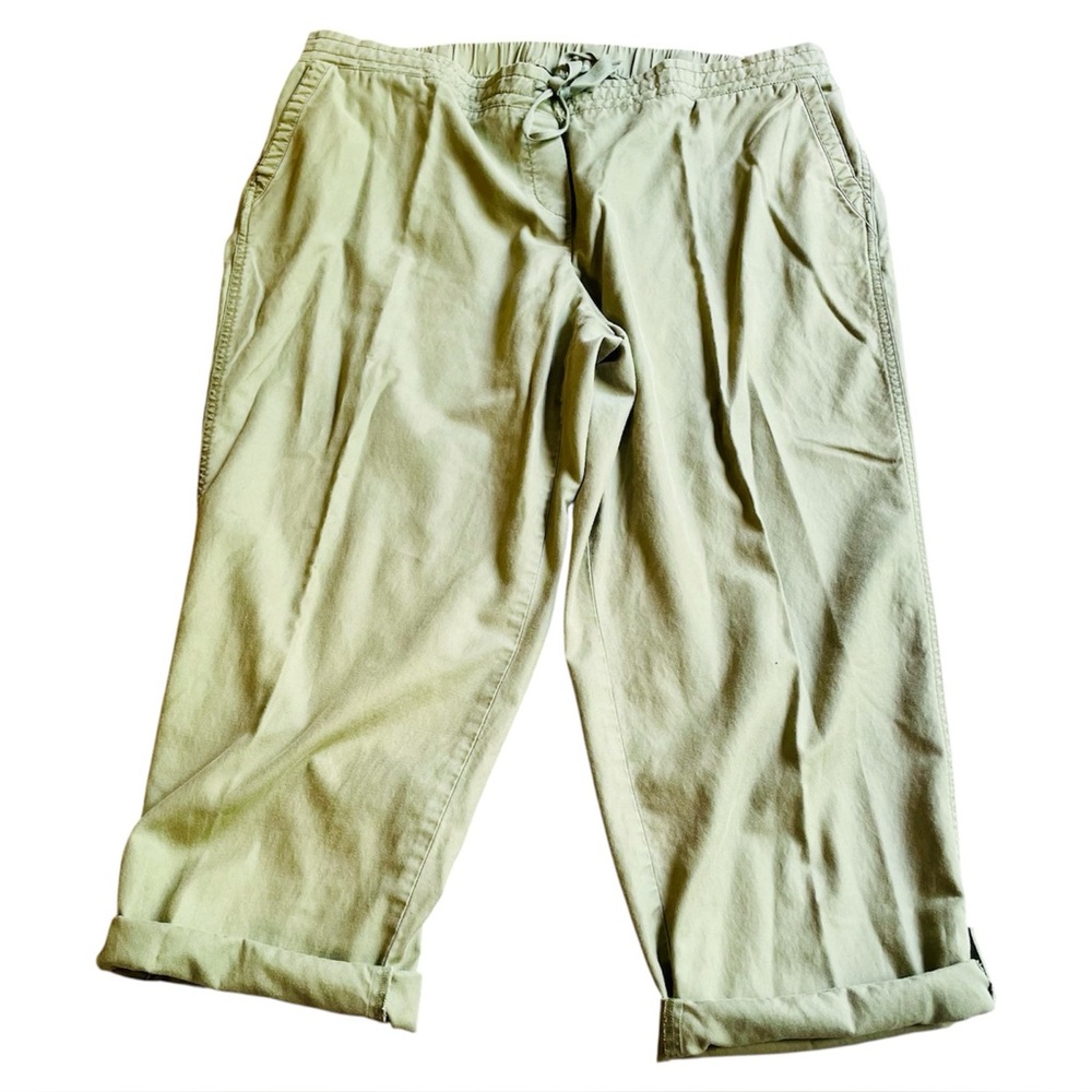 Talbots Green Roll Tab Cropped Pants Size 20W